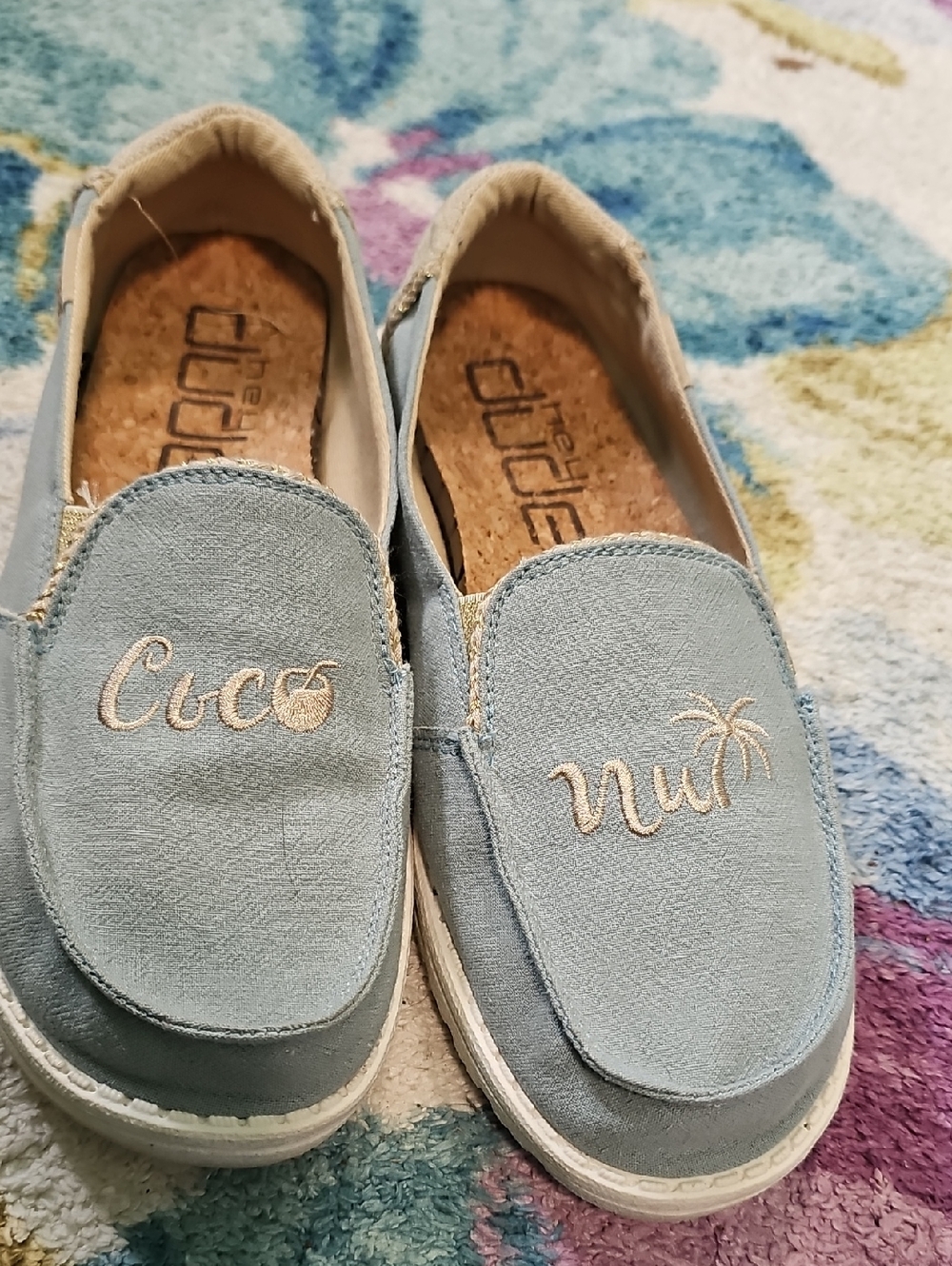 WOMEN'S Het Dude Coco Nut Light Blue Slip-On Sneaker Size 8 - Picture 4 of 6